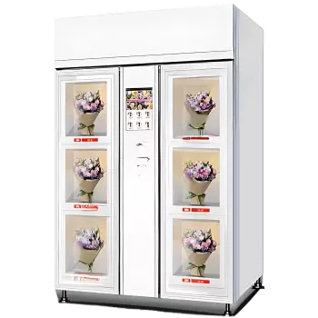 Mini Bloomatik BM-FLR-09, vue de face, mini distributeur automatique de fleurs 6 vitrines réfrigérées